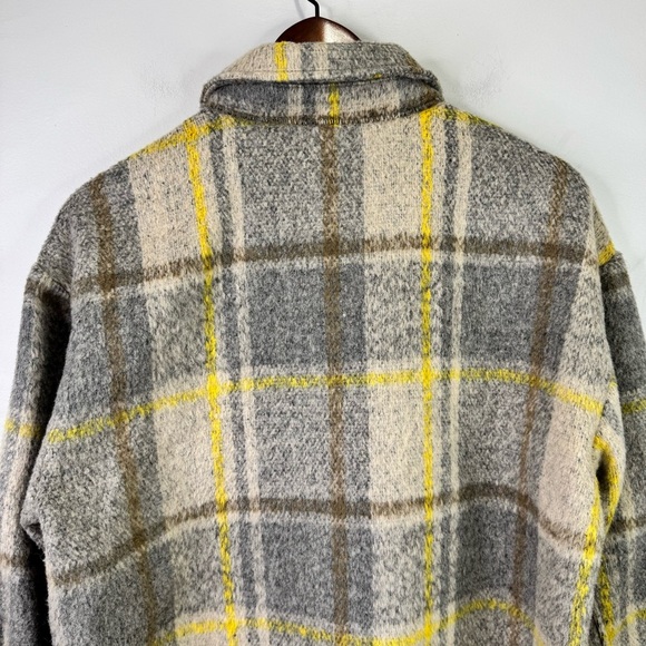 Only Wool-Blend Grey Yellow Plaid Long Shacket Size Medium - Picture 12 of 16